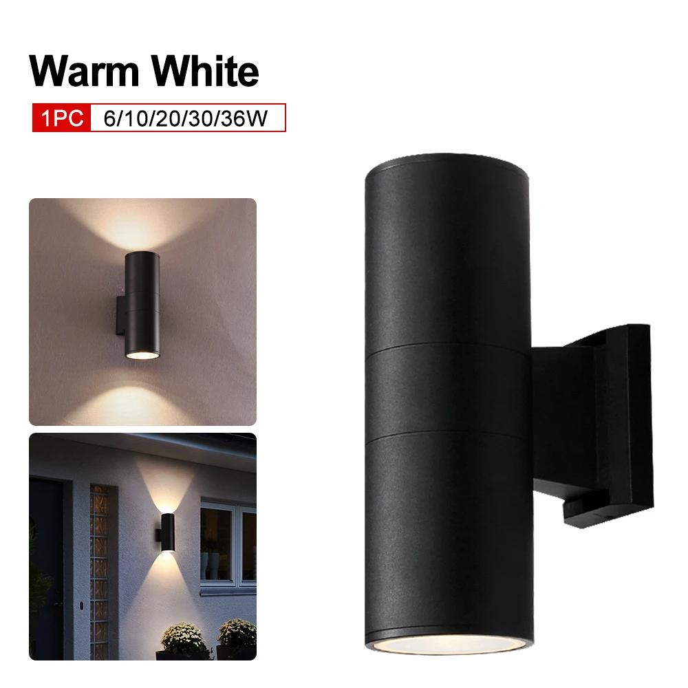 10W/20W/36W COB Up Down Dual-Head Wall Lamp Outdoor Sconces Waterproof IP65 Led Wall Porch Light Nordic Cylinder Balcony Fixture