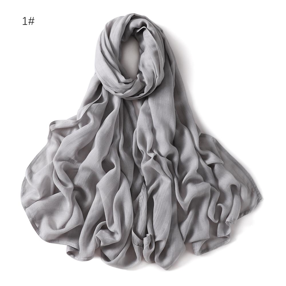 100% Viscose Double Stitches Edge Scarf Hijab Femme Solid Color Long Shawl Muslim Foulard Headscarf Pashmina