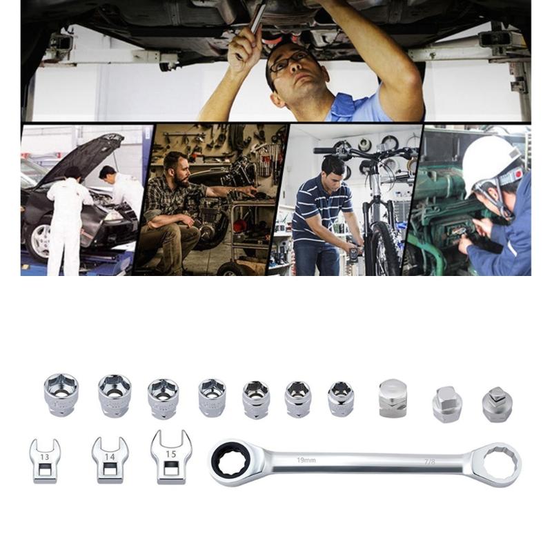 15Pieces Adjustable Serpentine Belt Tensioner Tool Kit Pulley Removal Wrench Tool for Automotive Repair and Maintenance