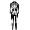 Halloween Cyberpunk Skeleton Costume Women Gothic Sexy Rose Skeleton Slim Bodysuit Adult Role Playing Tights Stage Fancy Suit