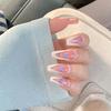 Summer Fresh Heart Pearl French Manicure Wearable Long Nail Tips