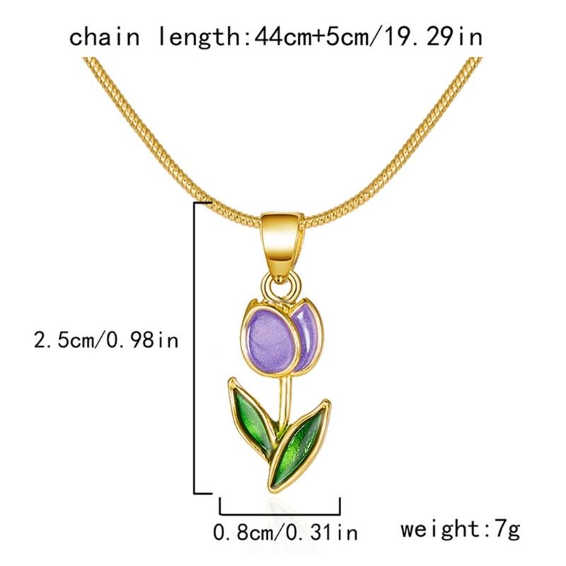 Fashion Tulips Flower Pendant Necklace Simple Y2K Choker Neck Chain Sweet Elegant Clavicle Chain Necklace Jewelry