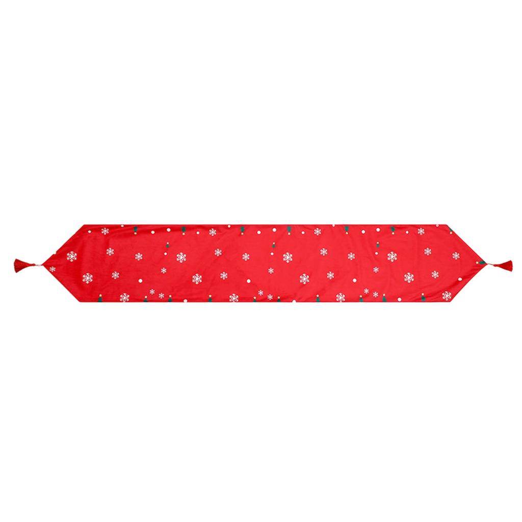 Super Soft Digital Printed Tassel Table Runner Christmas Style Festive Atmosphere Christmas Printed Table Runner