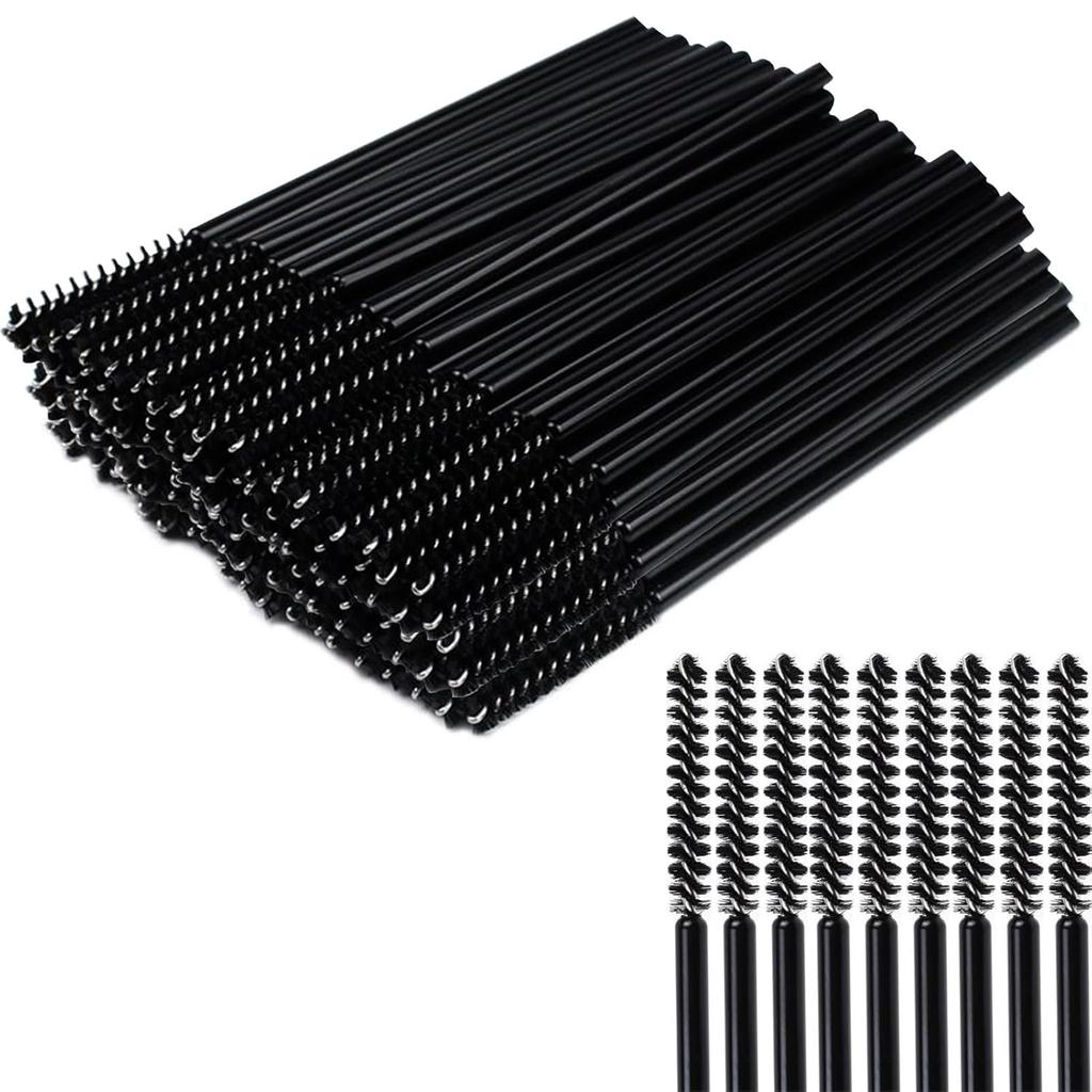 50 Pcs Disposable Eyelash Mascara Mini Brushes for Eye Lashes Extension Eyebrow and Makeup Small brush head and Small handle(Black)