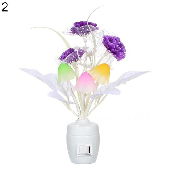 LED Flower Vase Wall Plug-in Potted Sensor Light Color Changing Night Lamp Decor