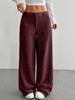 Europäische/Amerikanische Damen Casual Bodenlange Weitbeinige Hose mit Vorder-/Gesäßtaschen, Einfarbig