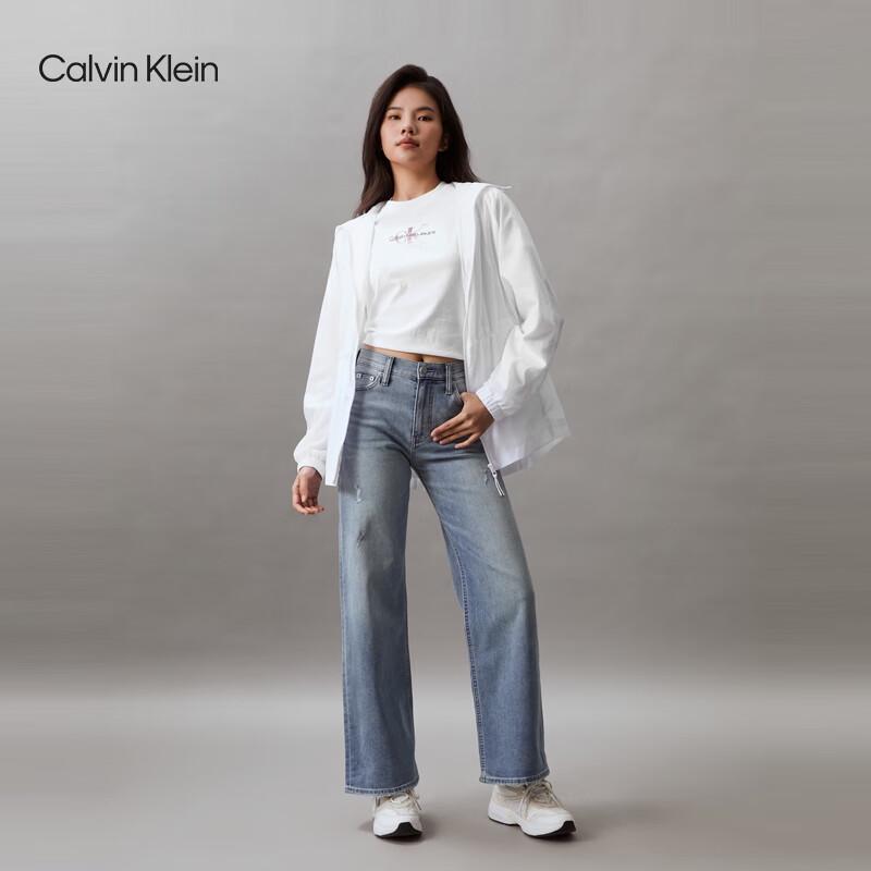 

Calvin Klein Jeans Women s CK Print Drawstring Hooded Jacket S