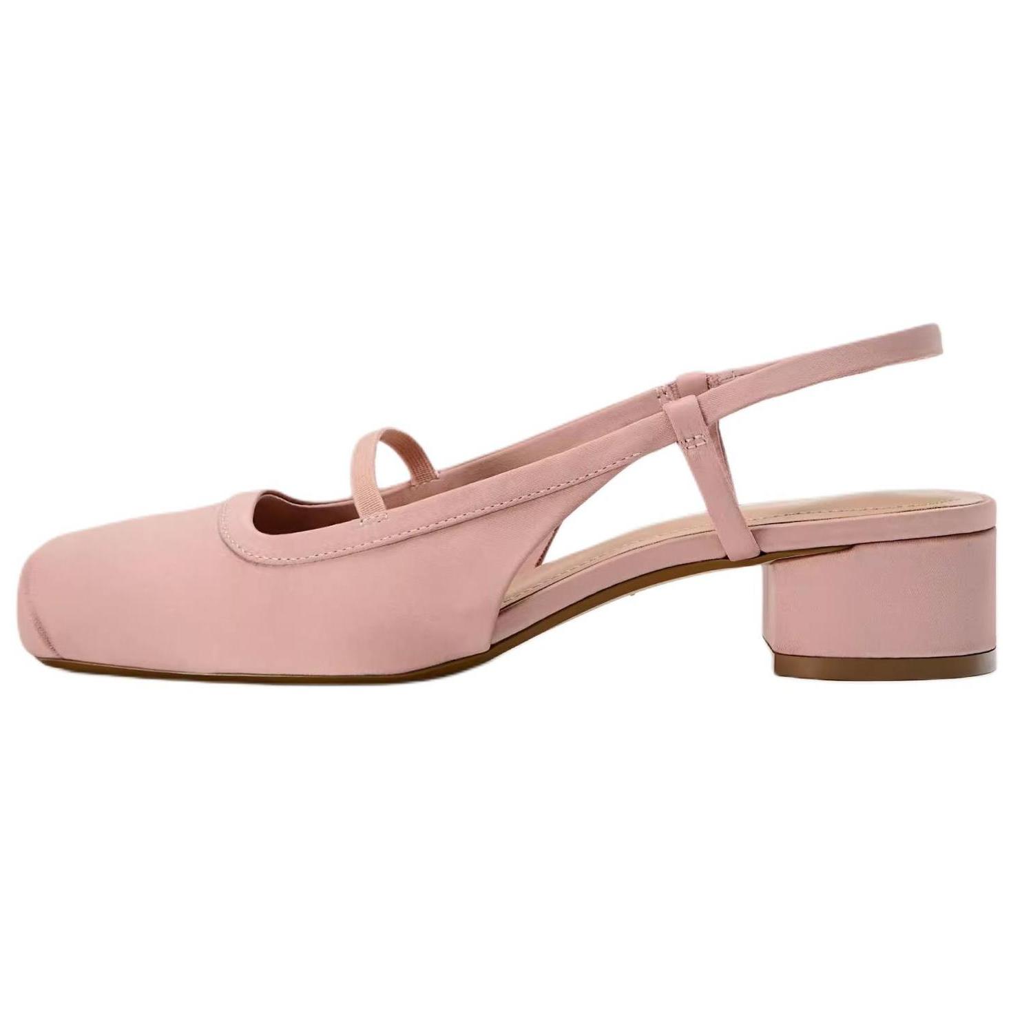 ZARA Slingback Mary Jane Block Heel Shoes Pink Womens 11831410 38