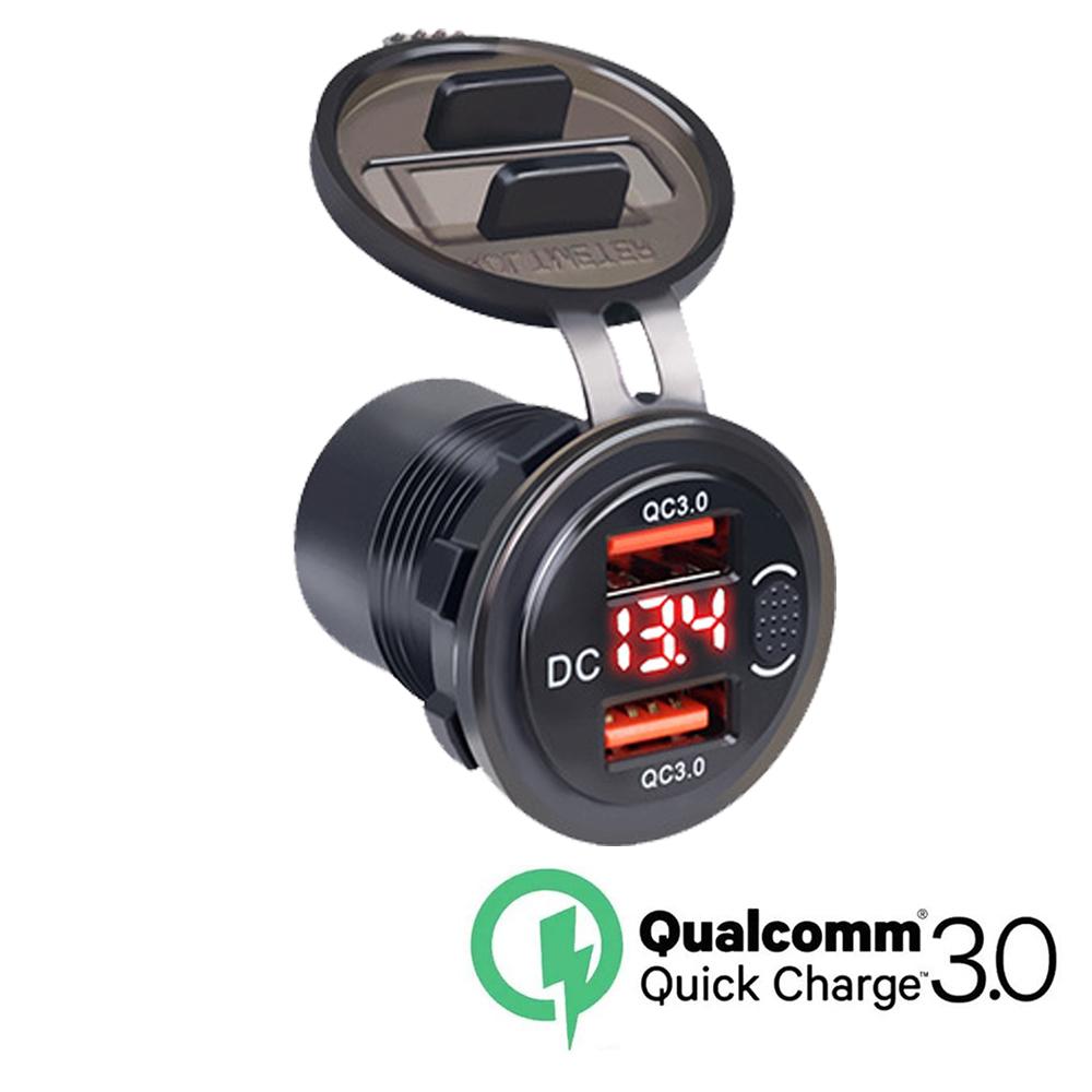 4.2A/5V Dual USB Car Charger Socket Waterproof Fast Charge Adapter Power Outlet With Voltmeter For Car Marine Motorcycle