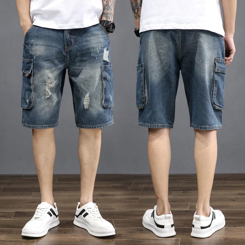 Men's Summer Loose-Fit Retro Distressed Denim Shorts