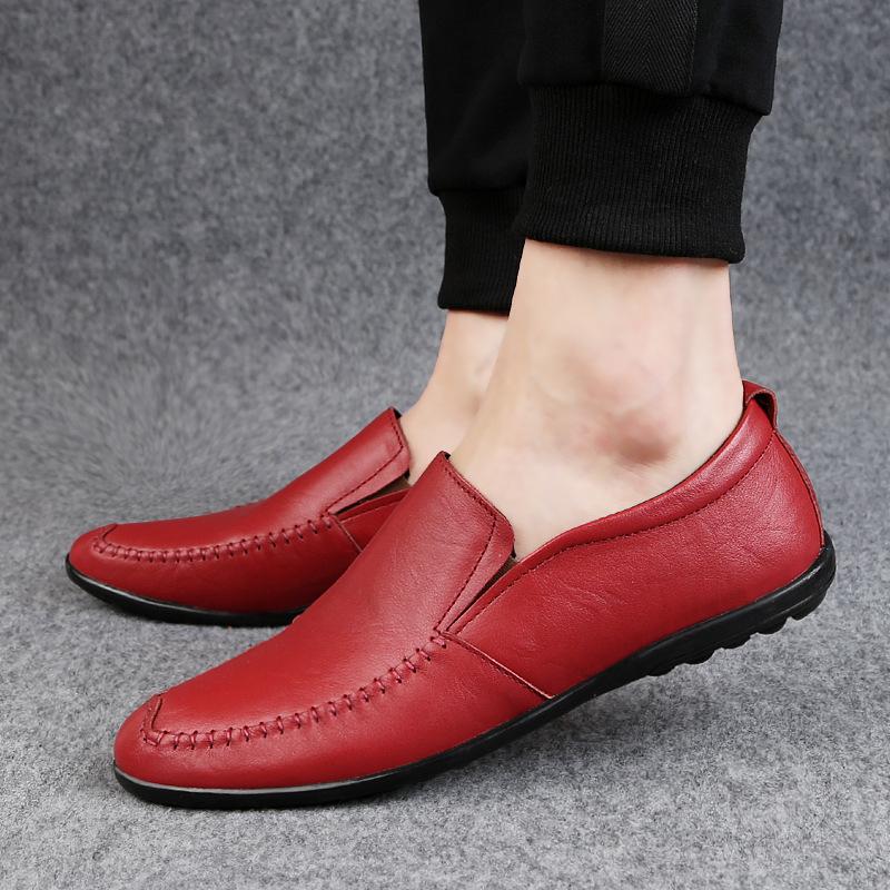 Large size men's shoes 2025 summer new daily lazy Doudou shoes soft sole British style one pedal casual leather shoes
