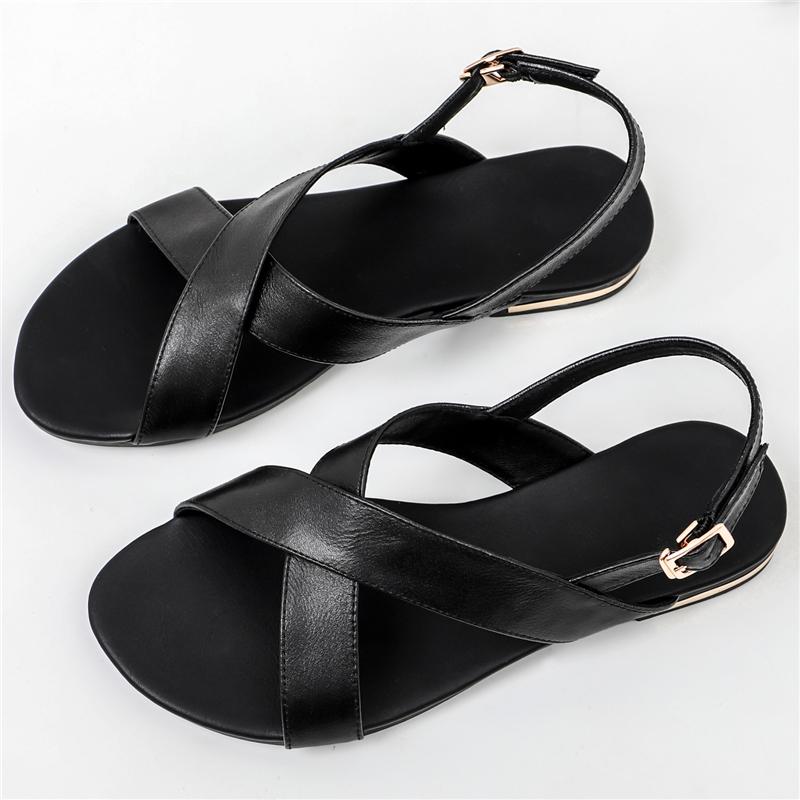 Comfortable Summer Shoes Women Sandals Genuine Leather Flats Flip Flops Sandal Casual Beach Shoes Ladies Large Size 45 Footwear