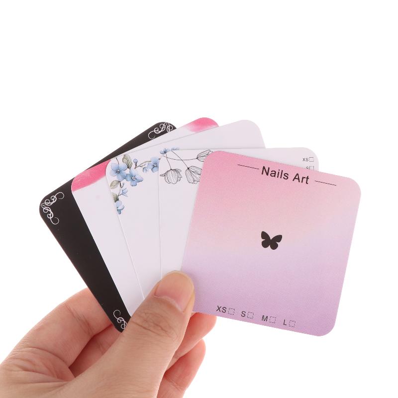 20 Sheets Press On Nail Bottom Flower Pattern Cardboard Photo Prop Handmade False Nail Art Tips Display Show Card Manicure Tools