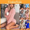 Cozy Women's Fluffy Faux Fleece Hooded Shorts Romper Pajamas Nightwear Set