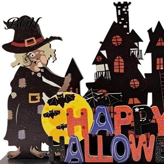 Unique Wooden Crafts for Halloween Table Centerpiece, Decorative Sign Ornaments, 3D Layered Gnome Pumpkin Skeleton Desktop Signs Witch Castle