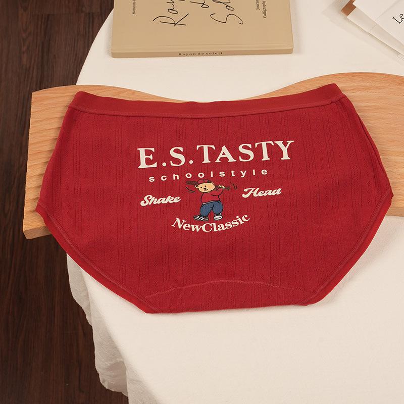 Девочки Весна и Осень Новый Год Красные Чистый Хлопок 10A Антибактериальные Удлиненные Трусы M