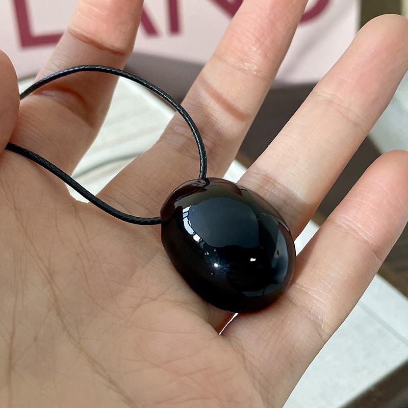

Модное овальное ожерелье в форме камня, подвесной кулон, женская подвесная веревка, цепочка для свитера, женские аксессуары чёрный