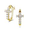 Charm Female White Zircon Stone Cross Hoop Earrings Gold Color Simple Wedding Jewelry For Women