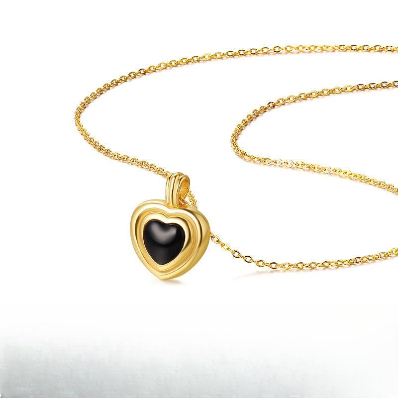 Black Agate Love Necklace Heart Shaped Collar Chain Sweet Feeling Neckchain Gifts To Girlfriend