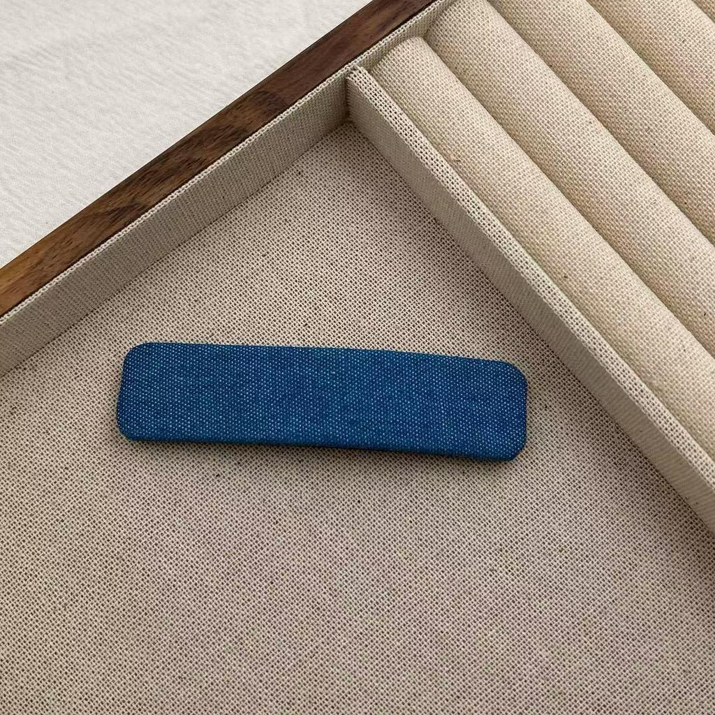 Versatile Denim Blue Teardrop Snap Hair Clip for Frizzy Hair and Bangs - Retro Hair Accessory for Women