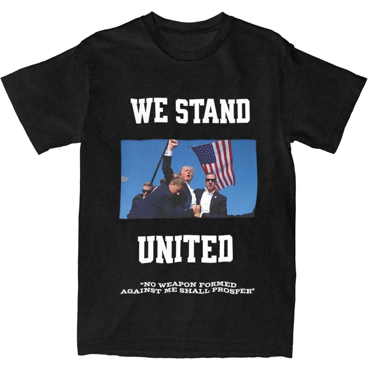 

We Stand United Trump- T-Shirt Fashion T-Shirts Short Sleeve Y2K Funny Tops Summer 100% Cotton Round Neck Plus Size Tees XXXXL