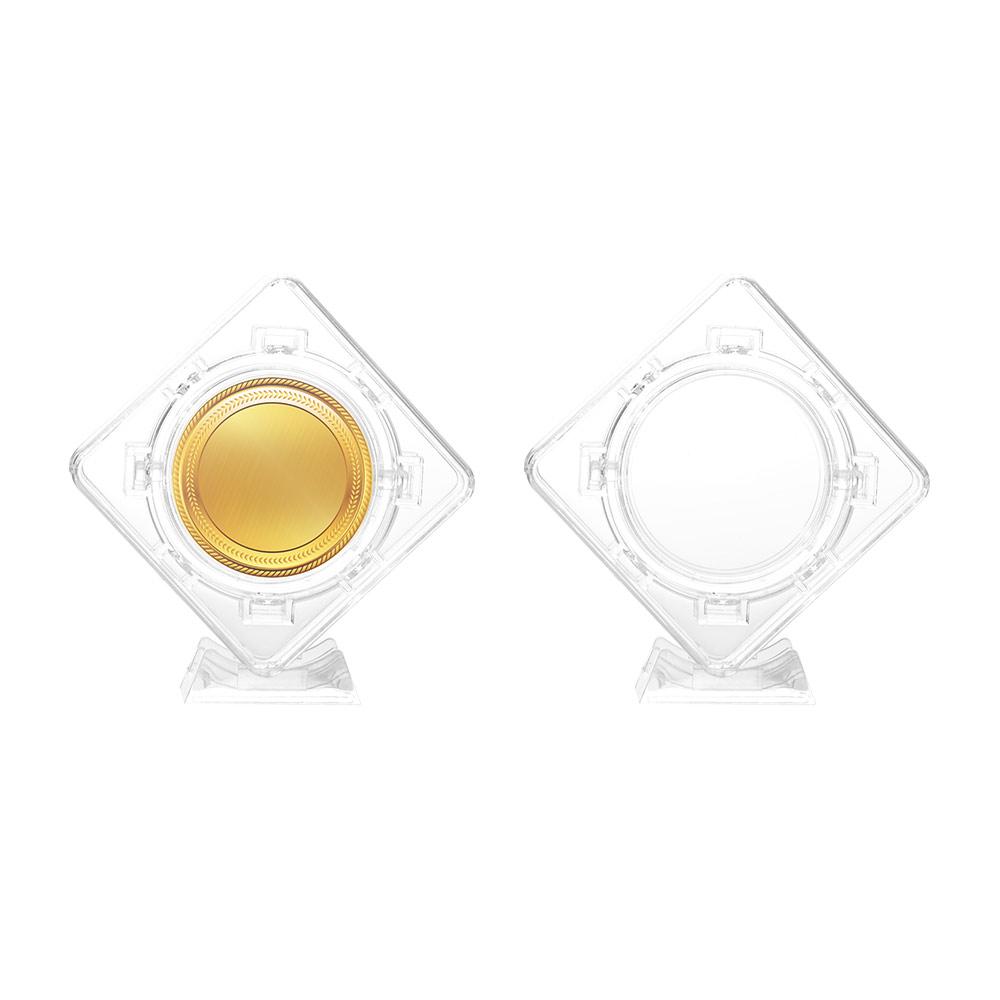 Rotatable Coin Display Case Floating Coin Protector Sleeves Coin Container Box Desktop Ornaments