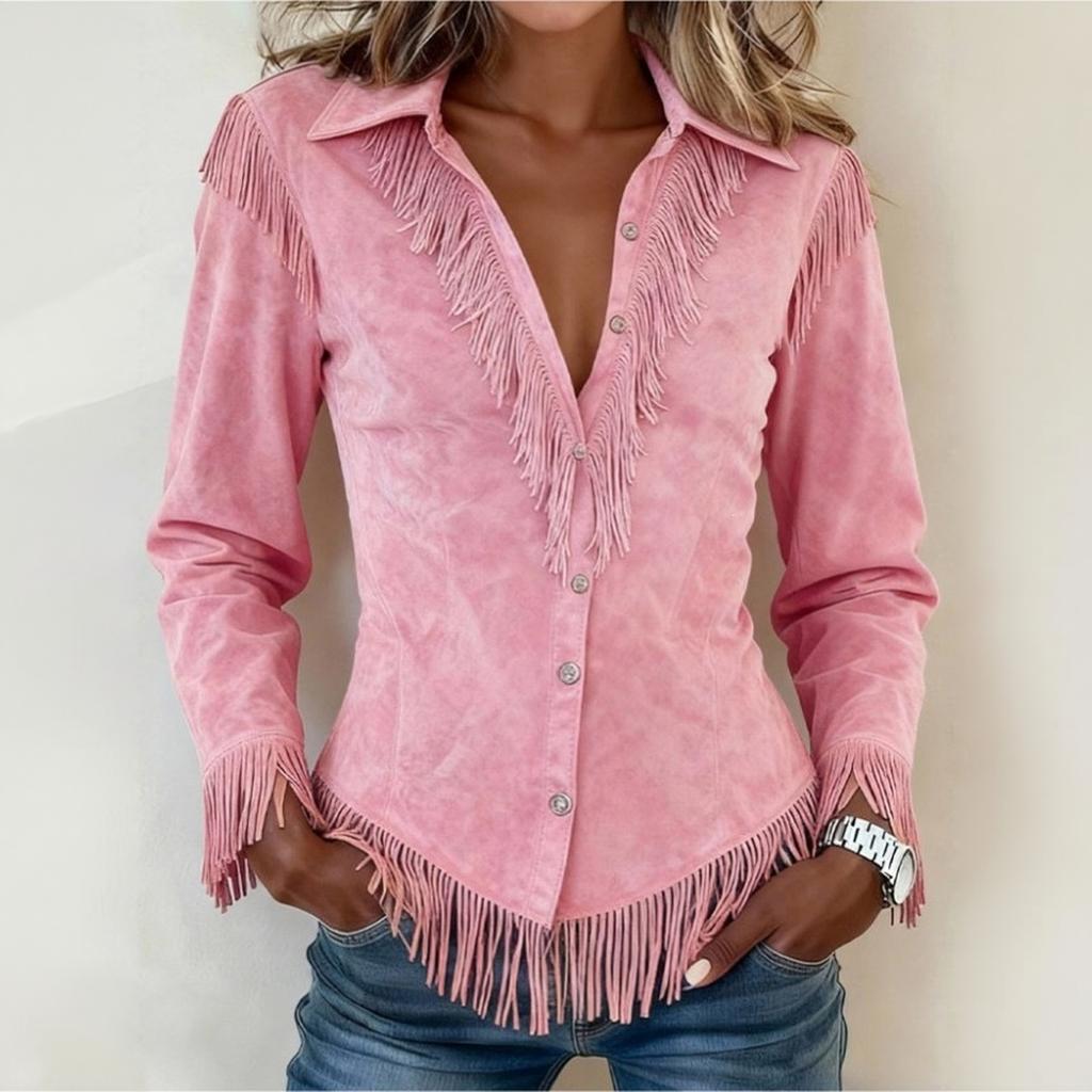 Women's Casual Long Sleeve Color Block Blouse for Everyday Wear