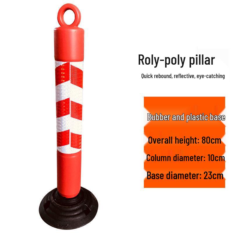 80cm Reflective Tumbler Warning Post - Removable Road Barrier Guardrail & Anti-collision Post