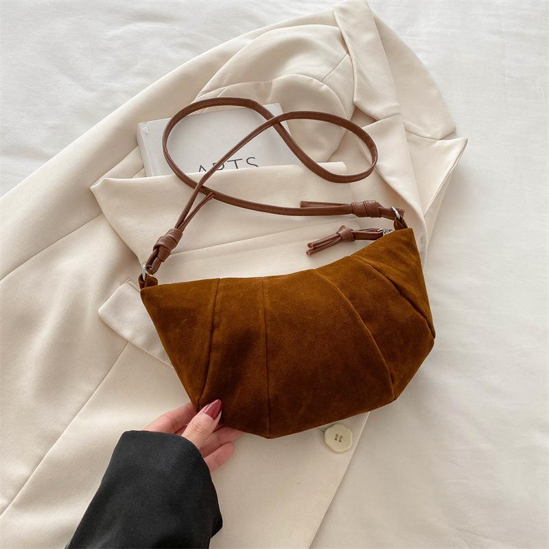 Large capacity splicing croissant 2025 autumn new fashion casual simple crossbody one shoulder dumpling bag women