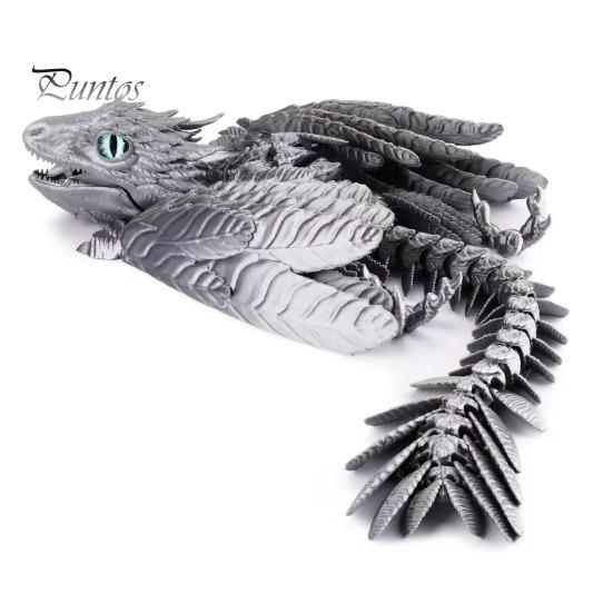 3D Printed Feather Dragon Figurine Movable Joints Flying Dragon Figure Articulated Winged Dragon Model Toy Home Office Desktop Decoration Ornament