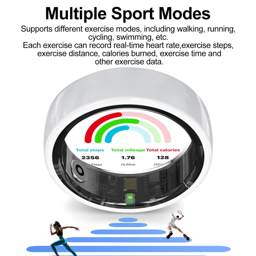 Smart Ring Couple Space Interaction Health and Sleep Monitor Multi Sport Mode Gesture Control 5ATM Waterproof with Charging Case 1