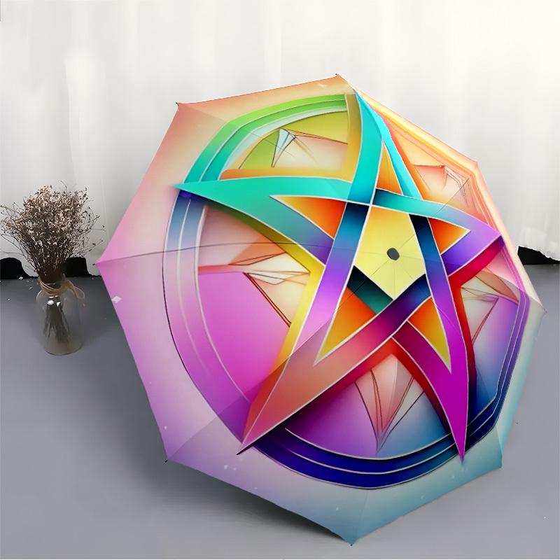 1pc Rainbow Star Automatic Umbrella - Automatic Opening And Closing, Sturdy Iron Frame, Formal Occasions yy251018137