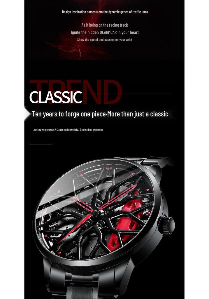 SVJ High-End Men's Quartz Watch: Three-Dimensional Hollow C63 Design with Genuine Wheel Hub.