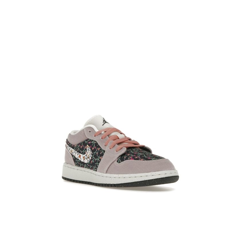 Air Jordan 1 Low SE GS Floral Canvas Platinum Violet Anthracite Red Stardust Sail FJ3445-001