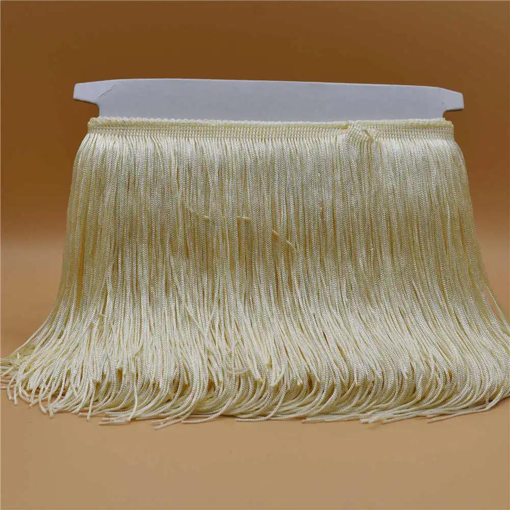 10 Metri Pizzo Lusso Colore Oro Frangia con Nappa 15CM Larghezza Galon Frange Abito Latino Abbigliamento da Palco Accessori Nastro