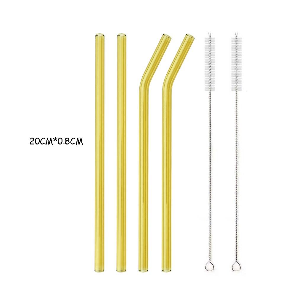 Ekologické brčko s vysokým obsahem borosilikátového skla Barevná opakovaně použitelná brčka pro koktejly Smoothie Příslušenství ke koktejlovému baru s čisticím kartáčem