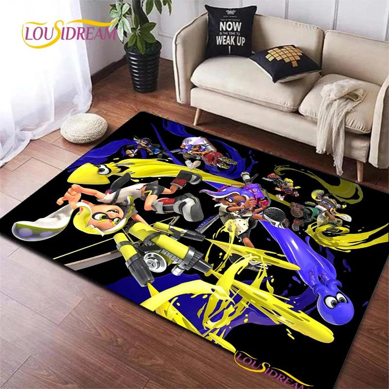 Tappeto Cartone Animato Gioco Splatoon per Soggiorno Camera da Letto Decorazione Tappeti da Area Cucina Tappetino Antiscivolo Alfombra Regalo di Compleanno Tappetino Poster