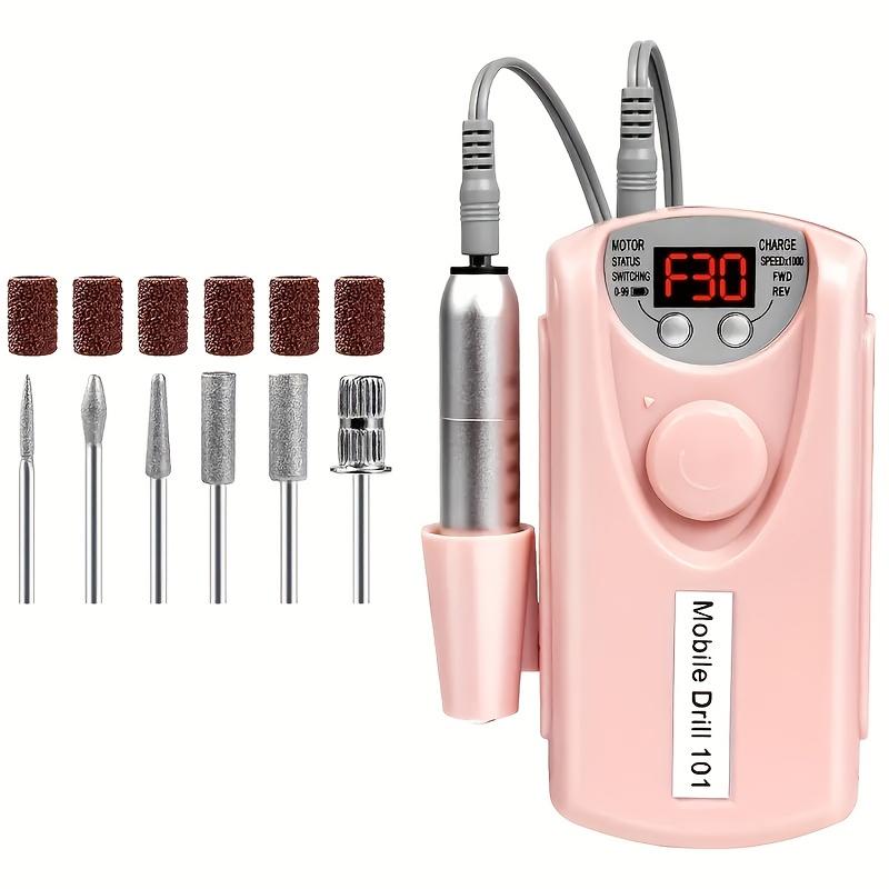 Convenient Nail Polish Machine Manicure Change Grinding Head LCD Display Rechargeable Multistage ControlDesigned Nail Sander Kit розовый