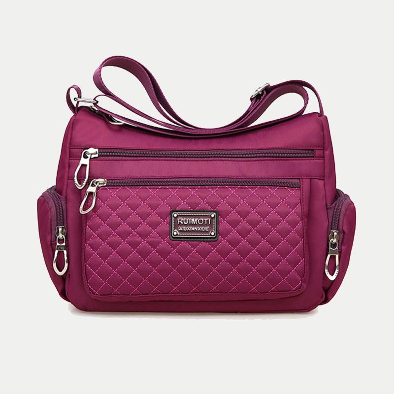 Lässige Schultertaschen mit großem Fassungsvermögen für Damen, wasserdichte Nyl-Umhängetasche, Messenger Bag, Geldbörse, Handtasche aus Segeltuch mit mehreren Reißverschlüssen