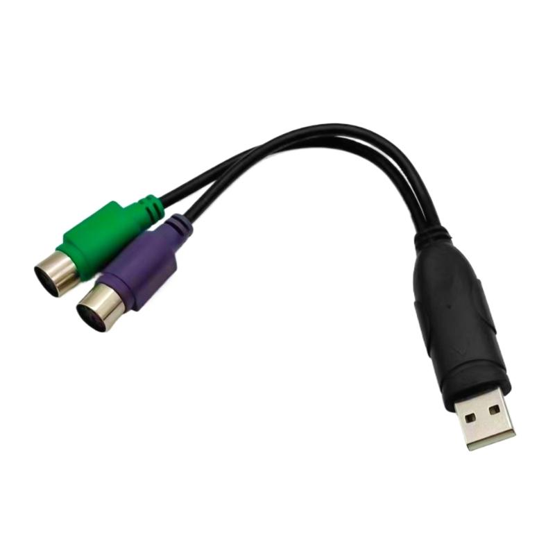 to USB Adapter USB Male to Double 2PS/2 Female Converters Cable Supports Keyboards Mouse Connection Not Need Driver 1