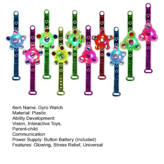 10 Adet LED Yanıp Sönen Jiroskop Saat Stres Kaygı Giderici Ayarlanabilir Çocuklar Yetişkinler Karikatür Fidget Spinner Renkli Işıklı Bilezik Oyuncak Parti Hediyeleri