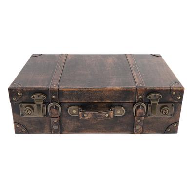 Vintage Suitcase Box with Anti Slip Leather Handle Retro Luggage Decorative Storage Chest for Decoration Photography Props