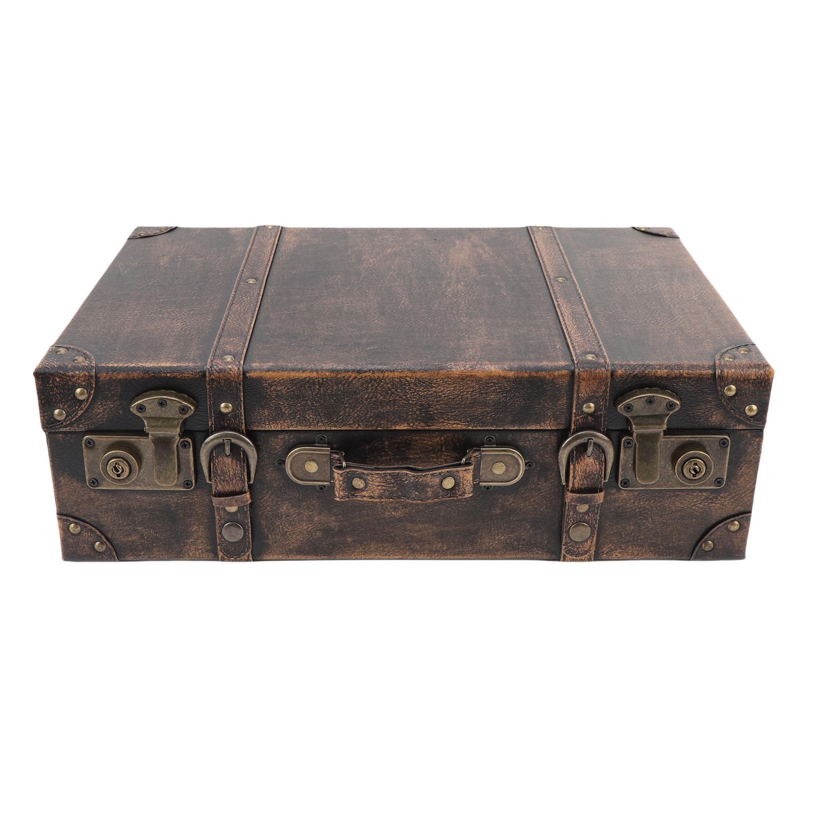 Vintage Suitcase Box with Anti Slip Leather Handle Retro Luggage Decorative Storage Chest for Decoration Photography Props rosa