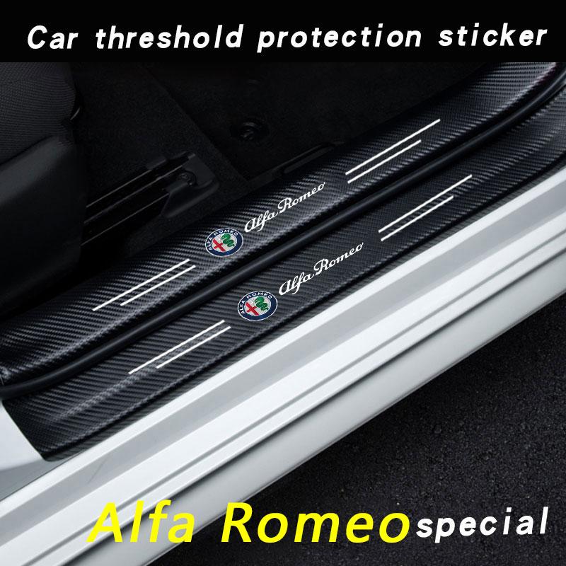 Samochód z Logo Naklejki Ochronne na Progi Drzwi z Włókna Węglowego Dla Alfa Romeo giulia stelvio giulietta 159 147 156 166 Akcesoria Samochodowe