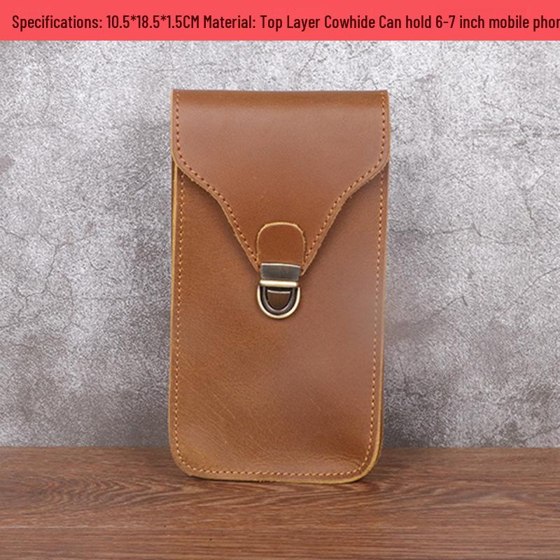 

Поясная сумка для телефона из кожи Crazy Horse - Ретро карман из коровьей кожи для телефонов 6-7 дюймов