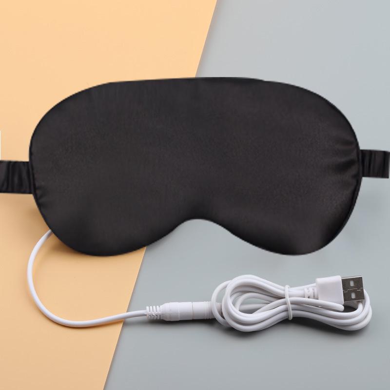 Rechargeable USB Faux Silk Eye Mask with Aroma Bag - Light Blocking, Hot Compress, Relieves Eye Fatigue, Breathable and Soothing for Women.
