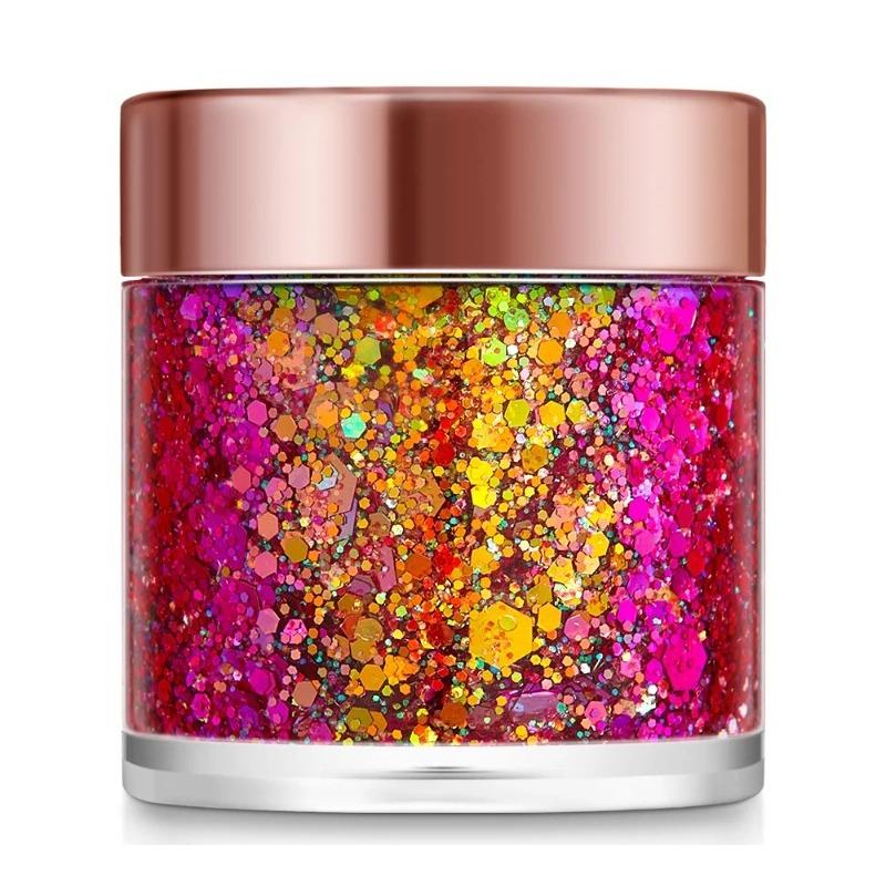 1 Stück Pailletten Körperglitzer Gel Make-up Glitzer für Körper Gesicht Haare Lidschatten, Festival Party Karneval Make-up Dekorationen Lang anhaltend