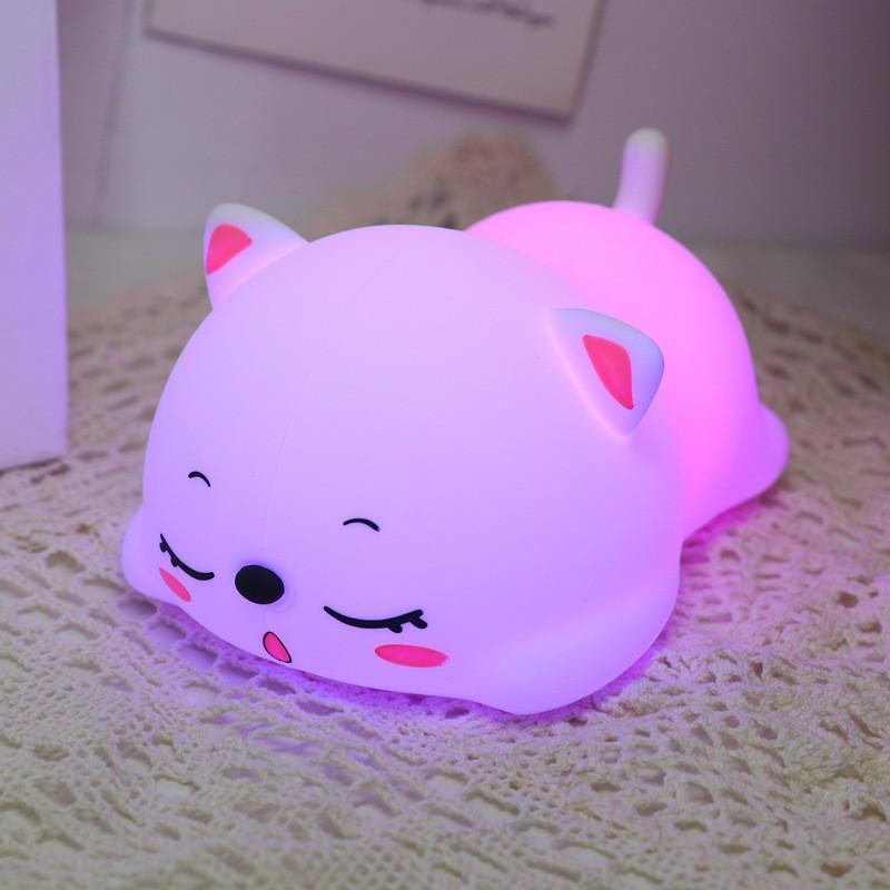 Cat Dinosaur Unicorn Silicone Night Light Mushroom Dog Lamp Kids Room Decor Gift