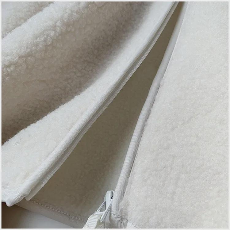 2024 Casaco Quente Solto de Lã de Cordeiro Lã Polar com Capuz Zíper Manga Longa