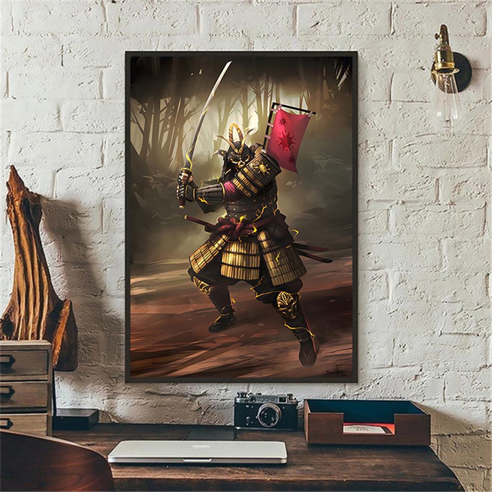 Japanese Samurai Canvas Poster Modern Home Sofa Background Wall Art Painting Print Pictures Bedroom Living Room Decor Mural Gift